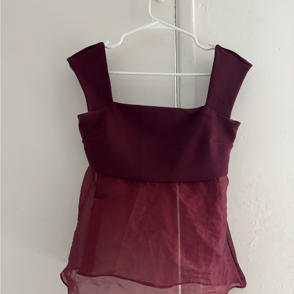 Abercrombie & Fitch Deep Burgundy Sheer Blouse
